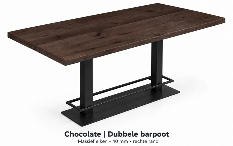 Eiken bartafel met rechte rand &ndash; dubbele barpoot